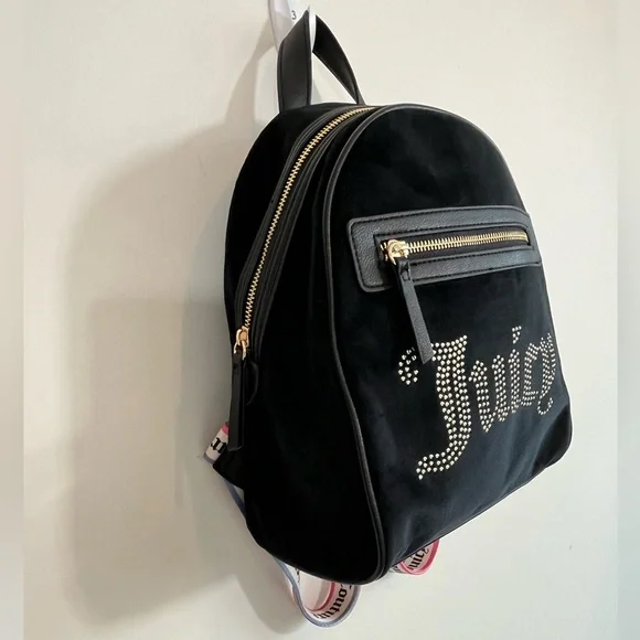 NEW Juicy Couture Liquorice Big Spender Studded Velvet Backpack - Picture 4 of 12